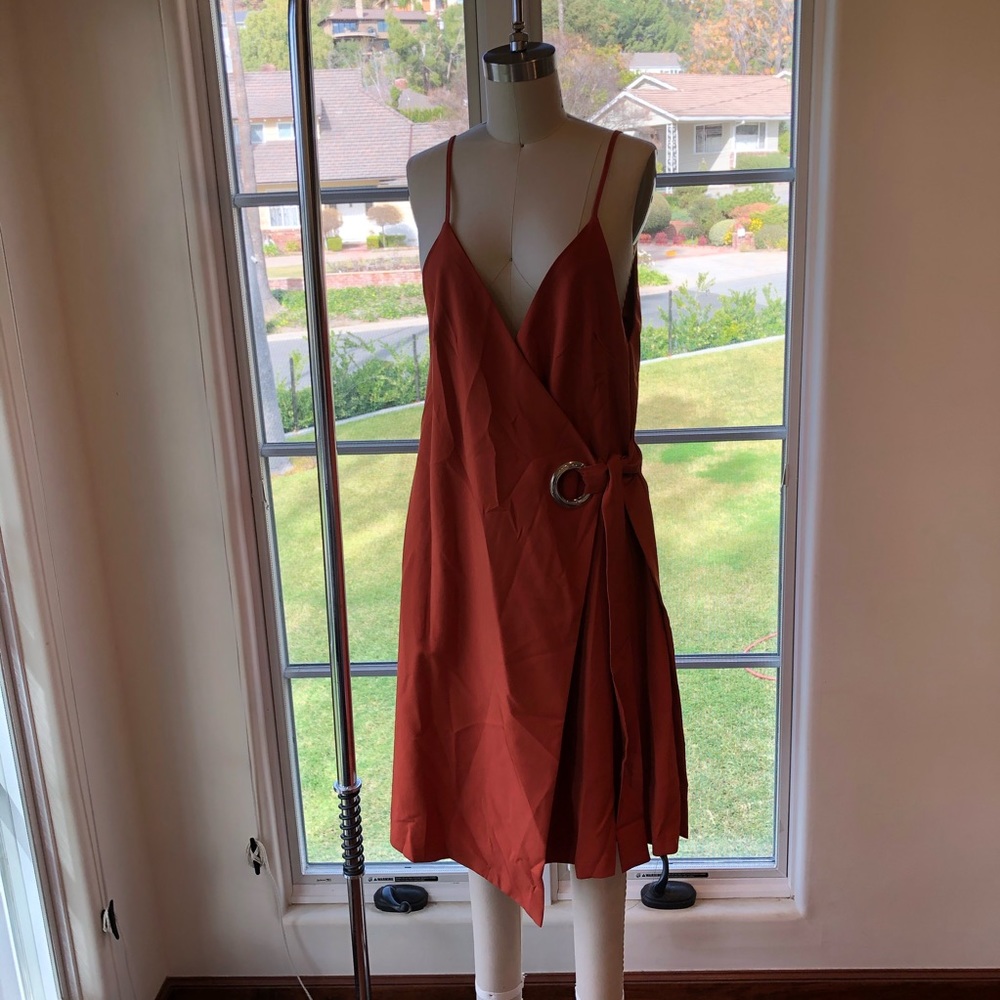 Orange wrap dress